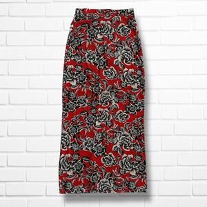 INC Internation Concept Womens XS Maxi Skirt Red Floral Boho Pull On Festival
